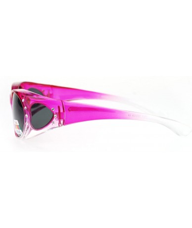 Oval Polarized Fit Over Glass Sunglasses Womens Rhinestone Oval Frame Ombre Colors - Pink - CU188K9IG7W $23.87