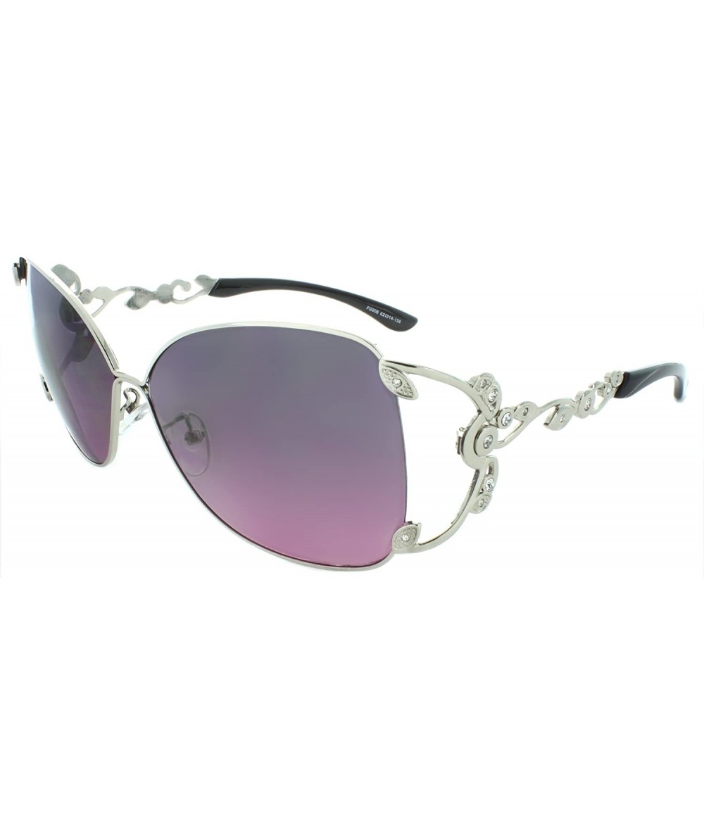 Square Polished Metal 59mm Square Sunglasses - Silver-purple - C811LQ6F2D9 $19.11