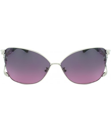 Square Polished Metal 59mm Square Sunglasses - Silver-purple - C811LQ6F2D9 $19.11