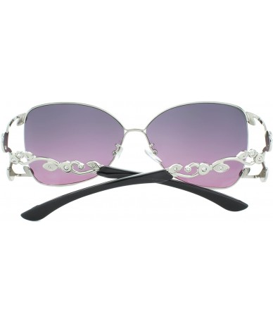 Square Polished Metal 59mm Square Sunglasses - Silver-purple - C811LQ6F2D9 $19.11