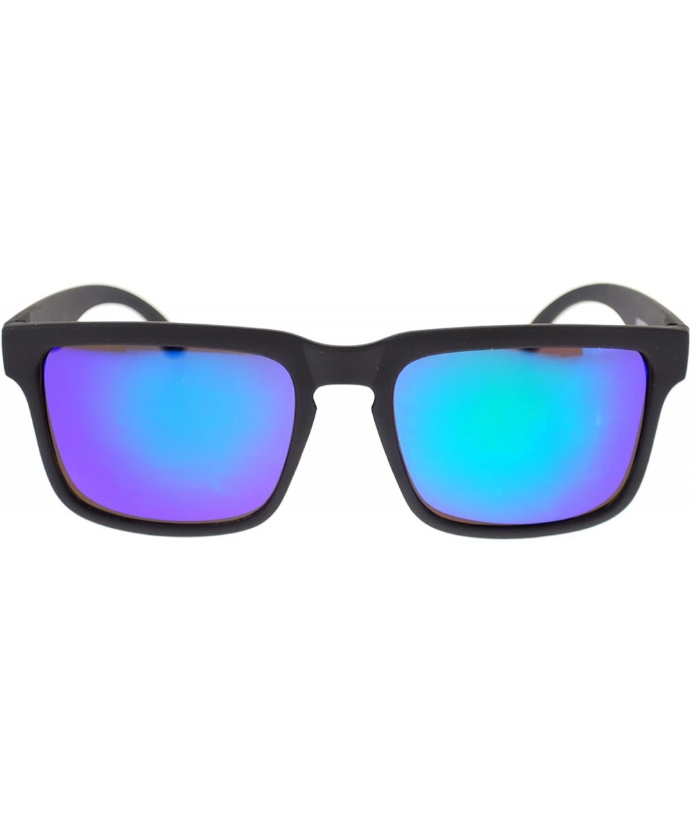 Rectangular Mens Mirrored Mirror Lens Narrow Rectangular Keyhole Agent Sunglasses Black Blue - C311OMSD4X3 $19.20