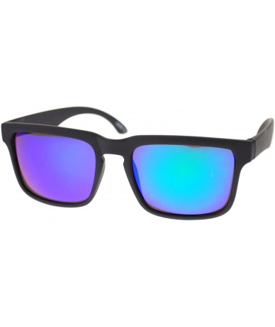 Rectangular Mens Mirrored Mirror Lens Narrow Rectangular Keyhole Agent Sunglasses Black Blue - C311OMSD4X3 $19.20