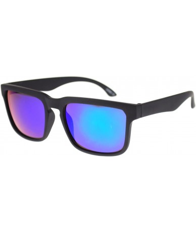 Rectangular Mens Mirrored Mirror Lens Narrow Rectangular Keyhole Agent Sunglasses Black Blue - C311OMSD4X3 $19.20