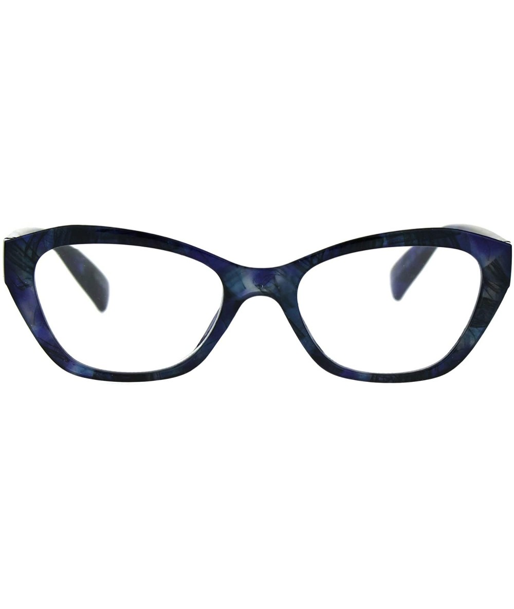 Cat Eye Womens Luxury Fashion Narrow Cat Eye Style Plastic Frame Reading Glasses - Blue Marble - CH182IUSX5R $18.91