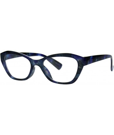 Cat Eye Womens Luxury Fashion Narrow Cat Eye Style Plastic Frame Reading Glasses - Blue Marble - CH182IUSX5R $18.91