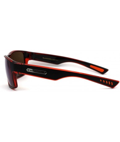 Rectangular Classic 90s Narrow Rectangular Biker Gangster Sunglasses - Matte Black Red Blue Mirror - CE195EDDC69 $23.04