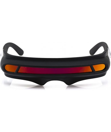 Wrap Futuristic Space Alien Costume Party Cyclops Shield Colored Mirror Mono Lens Wrap Sunglasses 147mm - CZ185Z6M0A4 $26.37