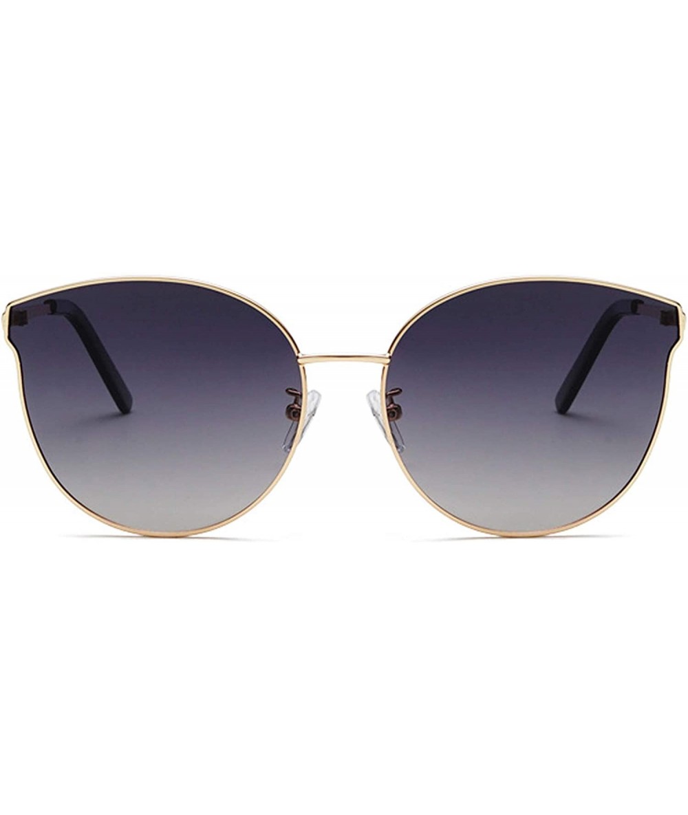 Cat Eye Men and women fashion retro metal big box cat eye sunglasses prom mirror party travel - Black - CH18SYR8ER6 $37.24