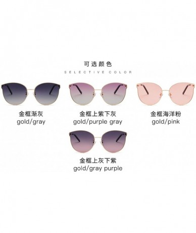 Cat Eye Men and women fashion retro metal big box cat eye sunglasses prom mirror party travel - Black - CH18SYR8ER6 $37.24