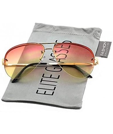 Aviator Gradient Oceanic Lens Oversized Rimless Metal Frame Unisex Aviator Sunglasses - C218I3KU2OH $28.22