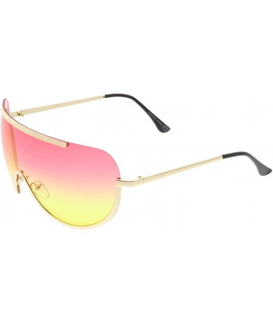 Rimless Oversize Semi Rimless Metal Trim Gradient Colored Mono Lens Shield Sunglasses 65mm - Gold / Red Yellow - CC186TNNQWS ...