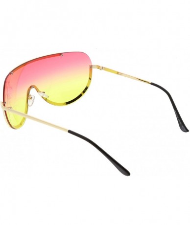 Rimless Oversize Semi Rimless Metal Trim Gradient Colored Mono Lens Shield Sunglasses 65mm - Gold / Red Yellow - CC186TNNQWS ...