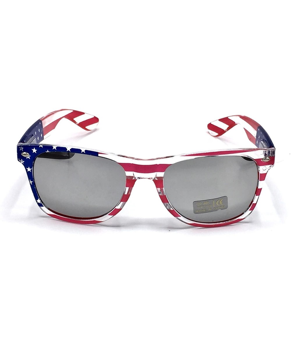 Sport American Flag Mirror Novelty Decorative Sunglasses - Silver Mirror - CO183IYU7Y6 $17.65