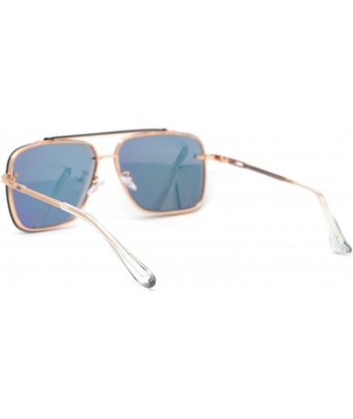 Rectangular Thick Bevel Exposed Lens Rectangular Mob Racer Sunglasses - Gold Peach Mirror - C818WTMCXT3 $23.33