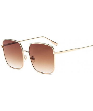 Aviator 47204 Luxury Square Sunglasses Men Women Shades Metal Frame C1 Silver Silver - C4 Gold Tea - C618YR3SIG9 $20.21