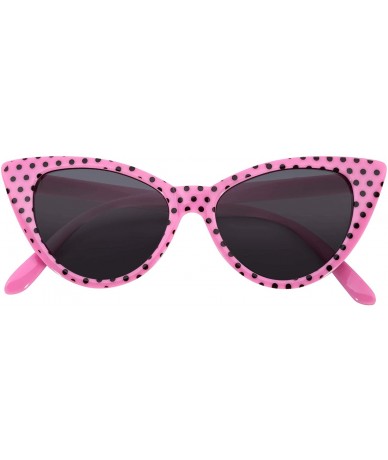 Wayfarer Women's Cateye Vintage Sunglasses UV400 - Pink Black Dots Frame / Smoke Lens - CL126IBR6L7 $17.62