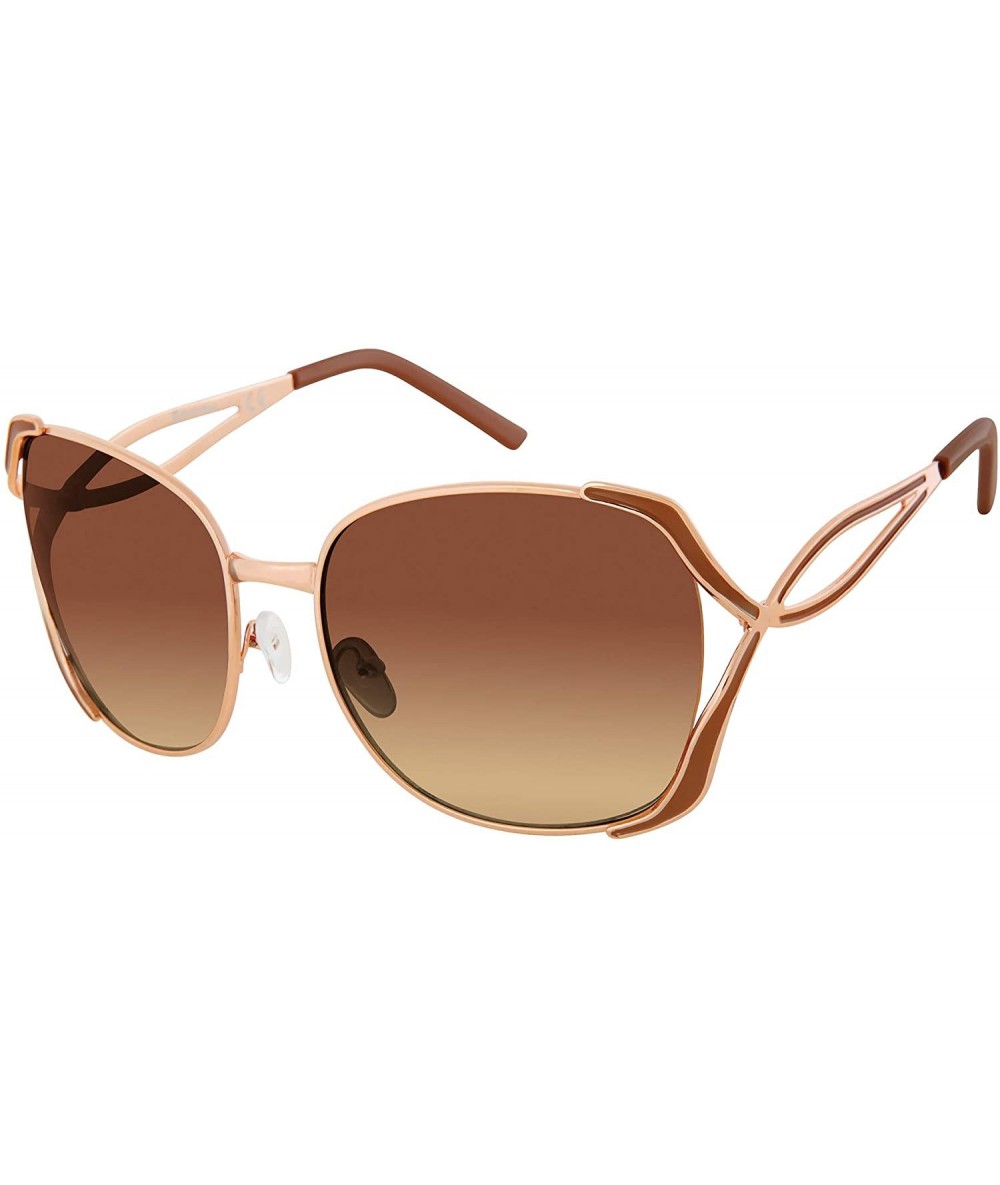 Rectangular Women's 1041SP Rectangular Vented Metal Sunglasses with 100% UV Protection - 60 mm - Gold & Nude - CW193YZ40LZ $4...