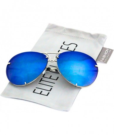 Oval Aviator Poshe Oceanic Lens Twirl Metal Design Frames Sunglasses - Silver - Blue Mirror - C012NZI1AK0 $20.34