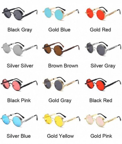 Goggle Classic Gothic Steampunk Sunglasses Women Vintage Round Metal Frame Sun Glasses UV400 - Gold Yellow - CD19853UALZ $49.59