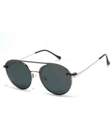 Round Magnetic sleeve mirror sunglasses fashion men's polarized sunglasses multi-purpose metal glasses - C2 - CI1904RXLUM $32.89