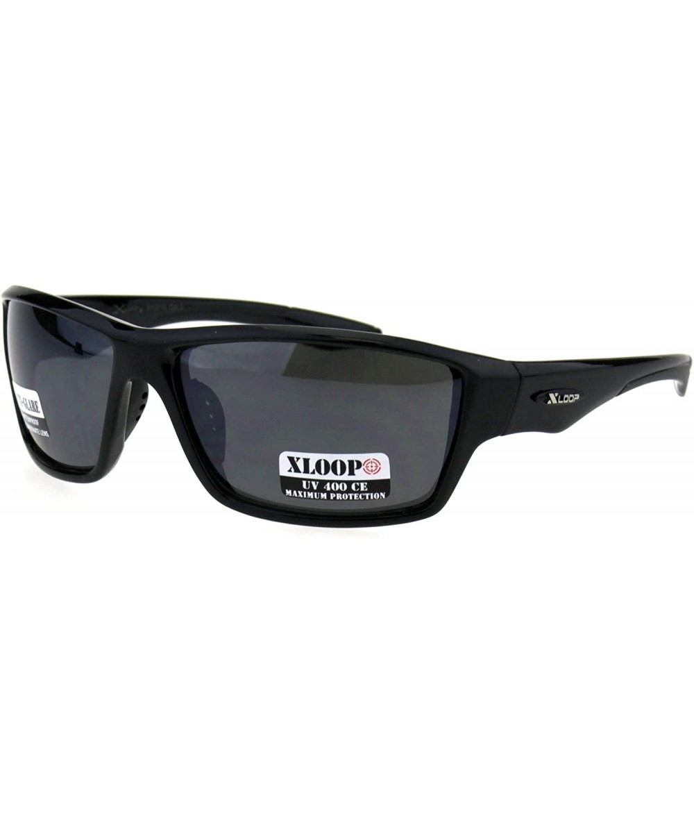 Sport Classic All Black Plastic Sport Warp Sunglasses - Shiny Black - CO18GZTEDE0 $20.25