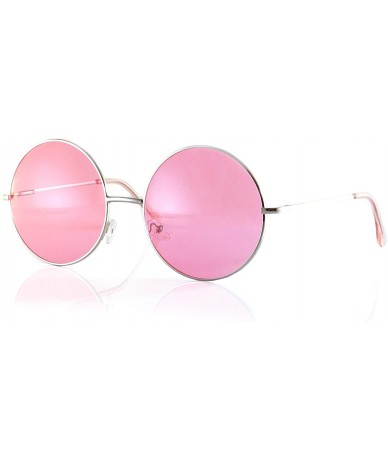 Oversized Oversize Round Lovely Color Tinted Lens Sunglasses Spring Hinge A119 A120 - Pink - CQ180TZMAQ8 $19.79