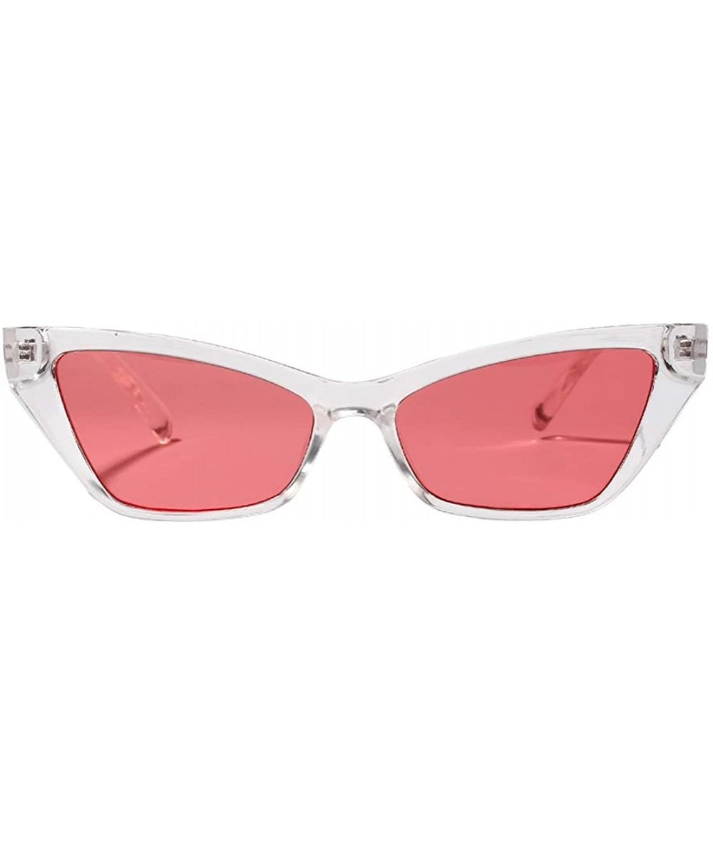 Square Cateye Sunglasses for Women Men Vintage Clear PC Ocean Lens Sunglasses Fashion Hip Hop - Pink - CL18UTERGKK $17.72