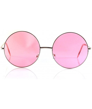 Oversized Oversize Round Lovely Color Tinted Lens Sunglasses Spring Hinge A119 A120 - Pink - CQ180TZMAQ8 $19.79