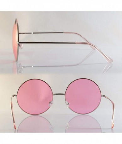 Oversized Oversize Round Lovely Color Tinted Lens Sunglasses Spring Hinge A119 A120 - Pink - CQ180TZMAQ8 $19.79