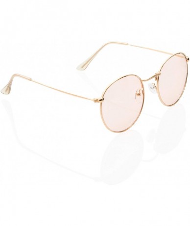 Round 90s Hipster Lightweight Round Color Transparent Lens UV 400 Sunglasses for Women Men Unisex - Beige - CC18KQLRNWS $25.58