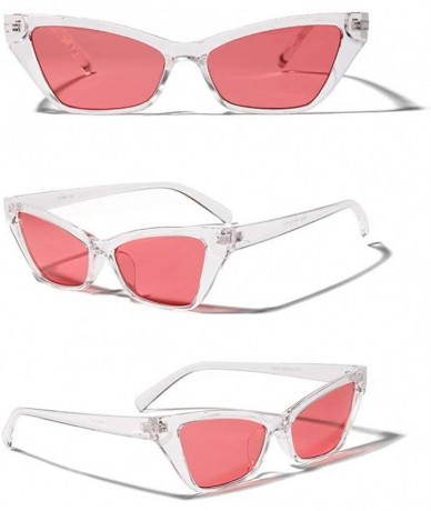 Square Cateye Sunglasses for Women Men Vintage Clear PC Ocean Lens Sunglasses Fashion Hip Hop - Pink - CL18UTERGKK $17.72