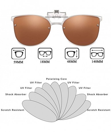 Round Polarized Clip-on Sunglasses Anti-Glare UV 400 Protection Cateye/Aviator Sun Glasses Clip On Prescription Glasses - C11...