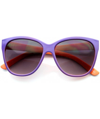 Oversized Retro Fun Fashion Colorful Retro Style Oversized Horn Rimmed Sunglasses (Purple-Orange) - CC11988CLI1 $18.60