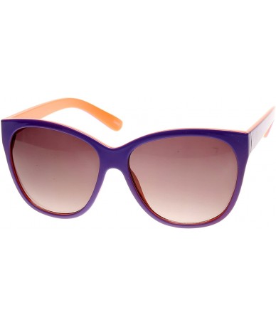 Oversized Retro Fun Fashion Colorful Retro Style Oversized Horn Rimmed Sunglasses (Purple-Orange) - CC11988CLI1 $18.60