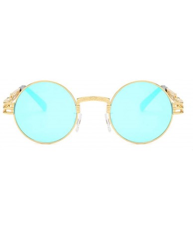 Oval Round Steampunk Sunglasses for Women Men-Classic John Lennon Style- Metal Frame UV Protection 8077 - Blue - C6198OZTXLS ...