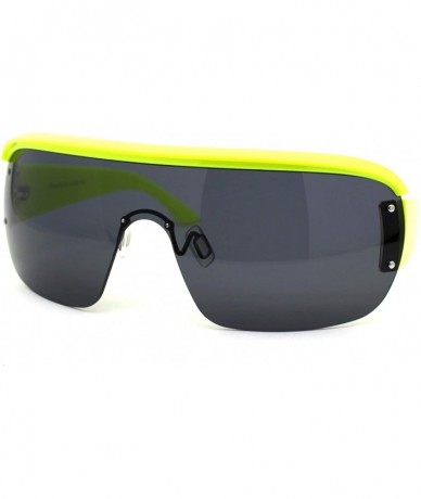 Oversized Womens Oversize Shield 90s Oversize Euro Style Sunglasses - Neon Yellow Black - CV195SRWZKE $22.33