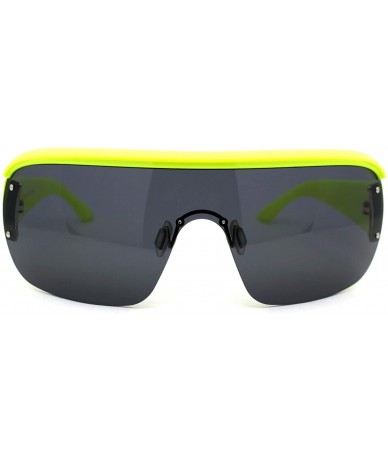 Oversized Womens Oversize Shield 90s Oversize Euro Style Sunglasses - Neon Yellow Black - CV195SRWZKE $22.33