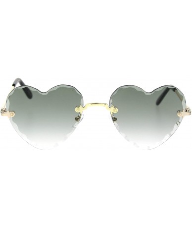 Rimless Womens Diamond Cut Bevel Edge Rimless Heart Sunglasses - Gold Green - CY18SS0N4OC $24.65