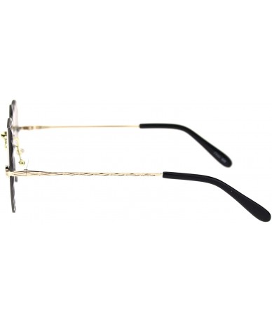 Rimless Womens Diamond Cut Bevel Edge Rimless Heart Sunglasses - Gold Green - CY18SS0N4OC $24.65