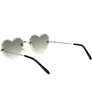 Rimless Womens Diamond Cut Bevel Edge Rimless Heart Sunglasses - Gold Green - CY18SS0N4OC $24.65