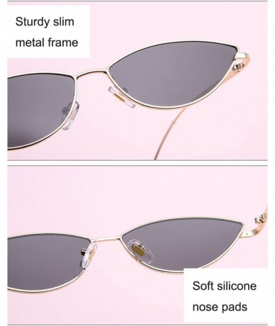 Goggle Vintage Small Women Men Sunglasses Cat Eye Slim Metal Frame Flat Lens - Silver/Pink - CH18EL98ALS $19.42