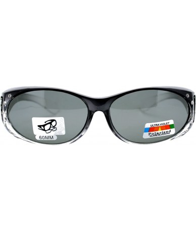 Oval Ombre Oval Frame Black Lens Rhinestones Polarized Fit Over Sunglasses - Gray - CL11YHJ8MTX $22.64