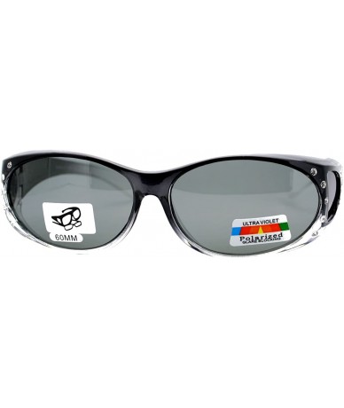 Oval Ombre Oval Frame Black Lens Rhinestones Polarized Fit Over Sunglasses - Gray - CL11YHJ8MTX $22.64