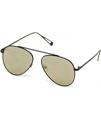 Aviator Top Wire Bridgeless Bar Modern Aviator Pilot Style Sunglasses - Black Frame / Mirror Gold Lens - CB184XLNHI3 $19.91