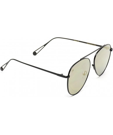 Aviator Top Wire Bridgeless Bar Modern Aviator Pilot Style Sunglasses - Black Frame / Mirror Gold Lens - CB184XLNHI3 $19.91