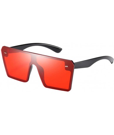 Oversized Rectangle Sunglasses Outdoor Oversized Frames Tinted Lens UV 400 Eyewear Shades - Red - CY1900W268I $25.49