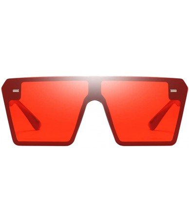 Oversized Rectangle Sunglasses Outdoor Oversized Frames Tinted Lens UV 400 Eyewear Shades - Red - CY1900W268I $25.49