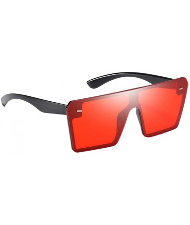 Oversized Rectangle Sunglasses Outdoor Oversized Frames Tinted Lens UV 400 Eyewear Shades - Red - CY1900W268I $25.49