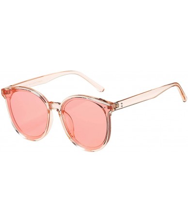 Round Oversized Polarized Sunglasses for Women Men Classic Round Eyeglasses UV400 Protection - Pink - CP1998WH0W0 $28.55