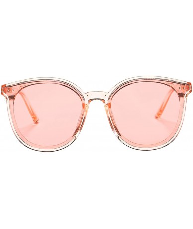 Round Oversized Polarized Sunglasses for Women Men Classic Round Eyeglasses UV400 Protection - Pink - CP1998WH0W0 $28.55